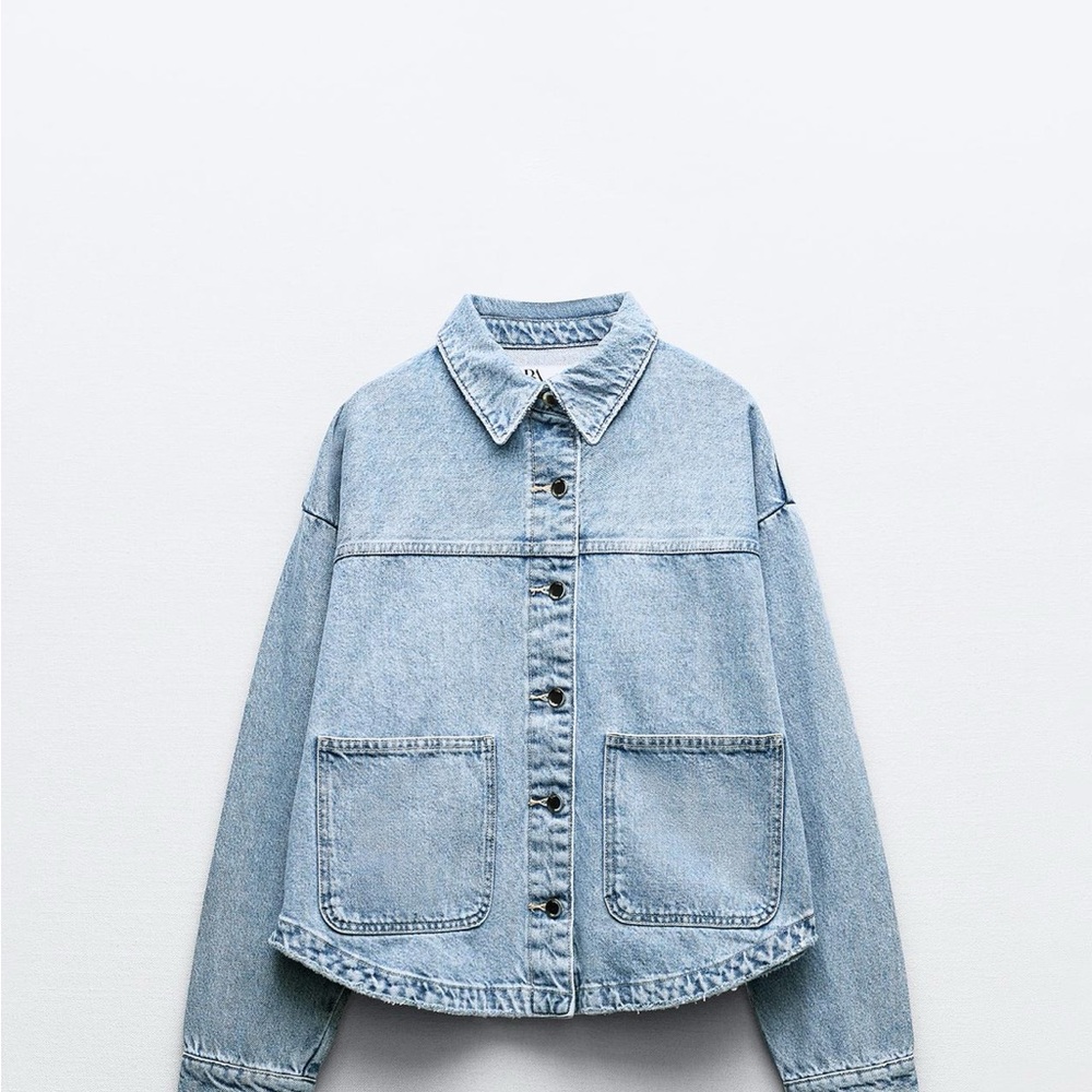 Zara Light Blue Cropped Denim Jacket
